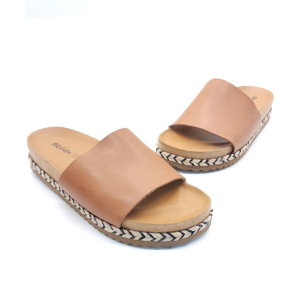 Old Cutler Ibiza Leather Open Toe Slip On Brown Sandal Size 9